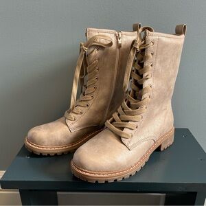 Gold Shimmer Lace-Up Women's Boots - NWOB